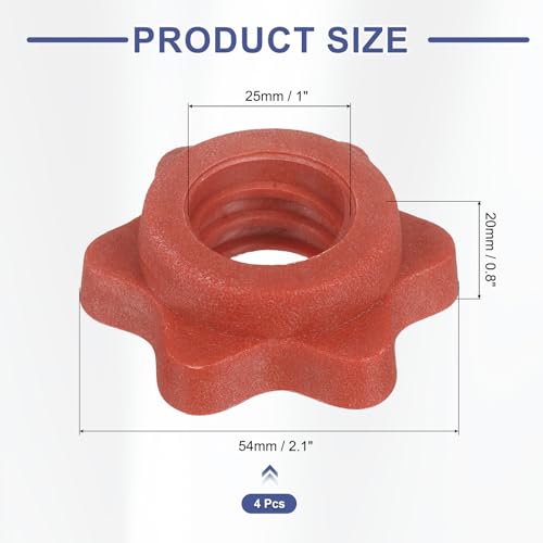 Dumbbell Collars, Barbell Spin Lock Hex Nuts Anti Slip Weight Lifting Clip Plastic - color: Red