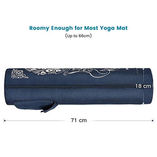 Gonex Yoga Mat Bag with Full-Zip Design, Fits Most Mats | 600D Oxford Fabric, Wet Pocket, Front Zip Pocket, Adjustable Strap, Fits Mats up to 26" - color: Dark Blue