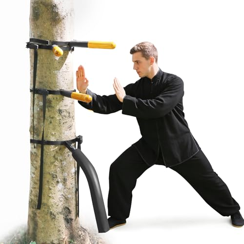 Wing Chun Dummy - Adjustable Wooden Wing Chun Dummy Arms & Leg - Space Saving Mook Jong for Home Gym, Kung Fu, and MMA Training - color: Hard Mount Model (For Trees & Pillars)