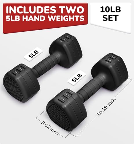 Adjustable Dumbbell Set of 2, 10LB 20LB 30LB Weight Set | Hand Weights for Women Men, Dumbbells for Home Gym Outdoor Exercise & Muscle Toning Weight Loss Rehab Strength Training - color: Black, style: 10 lb, Pair-Rubber Handle