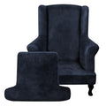 ANARACHON Leather Look Wingback Chair Covers, 2-Piece Wing Chair slipcover,Stretch Wing Back Armchair Slipcovers with Elastic Bottom, Soft Spandex Furniture Protector for Living Room (Navy) - color: Navy