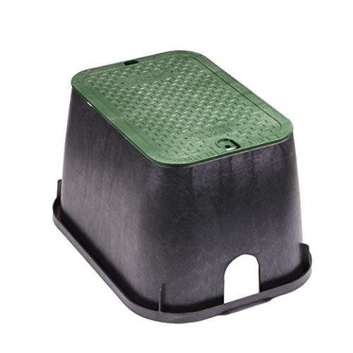 NDS 113BC 14" x 19" Standard Series Sprinkler Valve Box- Black with Green Bolt-Down Cover