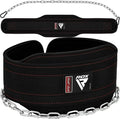 RDX Dip Belt for Weight Lifting, Heavy Duty 36 Inch Adjustable Steel Chain, Dipping Belt Chin Pull Ups Gym Training Bodybuilding Powerlifting Fitness Workout, 6” Padded Neoprene Back Support Men Women - color: Black