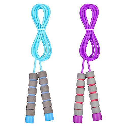 Flintronic Skipping Ropes for Children, 2 Pack Adjustable Jumping Rope for Kids, 2.6m Skipping Rope with Skin-Friendly Foam Handles, Soft Jump Rope for Girls Boys Exercise Workout Outdoor