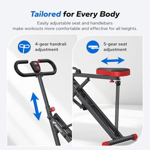 Squat Machine, MERACH R07 2 in 1 Squat Rowing Machine, Easy Setup & Foldable Exercise Equipment, Glute Trainer Machine, Glutes & Leg Home Workout Machine - color: Red