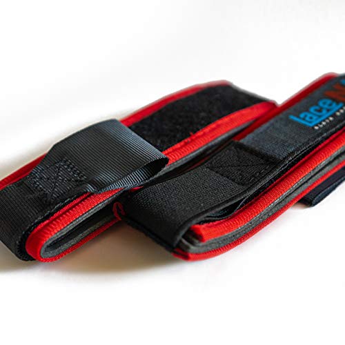 Lace N Loop Straps (Pair) - Lace-Up Boxing Glove Converter - color: Red & Black