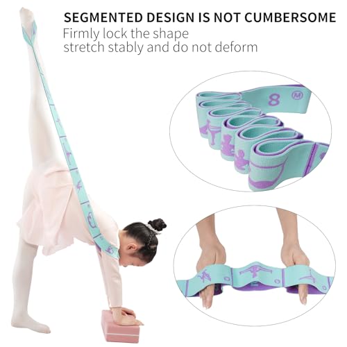 8 Loops Stretching Strap for Kids, Extended Dance Stretch Band Elastic for Ballet & Gymnastics, Children's Resistance Bands for Flexibility Training, Dance Equipment for Girls - color: Blue