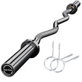 4FT Ez Curl Barbell Bar, O-Lympic Barbell Curl Bar with 2 Spring Collars, Bearing & Bronze Bushing Rotating Sleeves, Knurled Grip, Durable Rust-Proof Design for Squats/Curls/Bench Press, Black