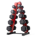 RitFit Rubber Coated Hex Dumbbell Set with Rack, 5-780LB for Home Gym Strength Training, Anti-Slip Knurled Handle, Hexagon Anti-Roll, Heavy-Duty Storage Rack - style: 250LB Set-Red (10-40LB）