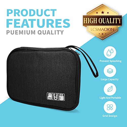 Lcsmaokin Electronics Organizer Travel Case,Electronic Accessories Storage Bag,Portable Waterproof Cable Organizer Bag,with 5 Cable Ties，for Travel,Work-Black - color: A-Black Set, size: Single Layer