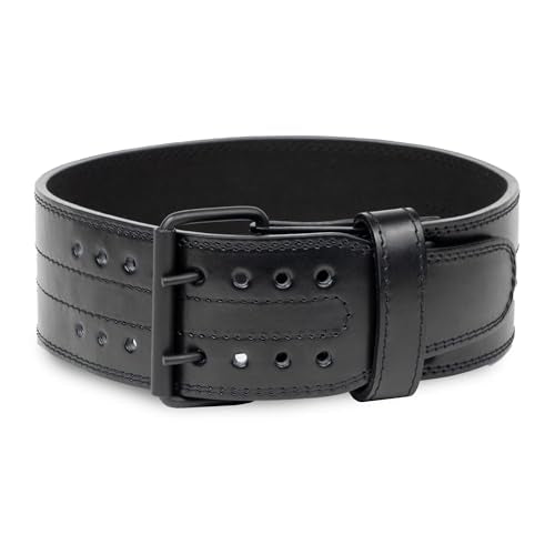 Gymreapers Weightlifting Belt 6MM Genuine Leather - Double Prong Power Belt Heavy Duty 4-Inch Wide - Strong, Stabilizing Back Support For Deadlifts, Squats Powerlifting - size: Medium