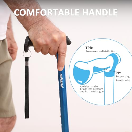 REHAND Walking Cane for Men & Women - Foldable, Adjustable, Lightweight, Self Standing Pivot Walking Cane, Soft Handle Grip, with Travel Bag, Walking Sticks for Seniors & Adults - color: Sliver
