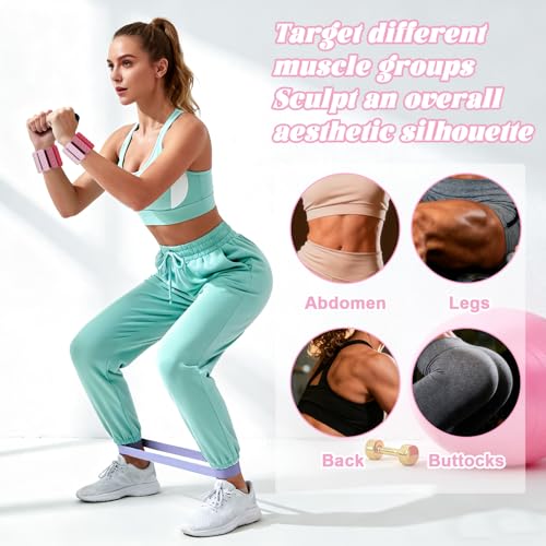 Ankle Weights & Resistance Bands Set for Women Adjustable | Adjustable 1 lb Wrist & Ankle Weights, 3 Resistance Levels, Yoga, Pilates, Cardio & Strength Training