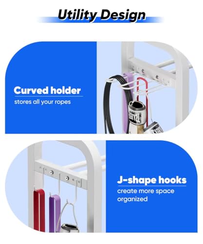 Adjustable Dumbbell Rack, Weight Storage Stand Holder for Dumbbells & Kettlebells, Heavy-Duty Home Gym Organizer with 6 Hook for Home Gym Equipment Accessories (Rack Only) - color: White, style: 3 tier
