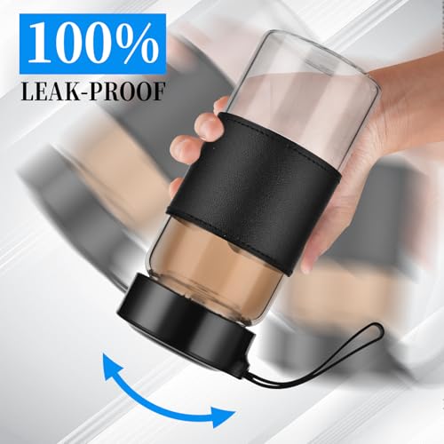 Small Glass Shaker Bottle, 2 Pack 16oz BPA Free Odorless Shaker Bottle with 304SS Mixing Ball and Removable Cleaning Brush for Fitness & Protein Shakes(Black-2Pack) - style: Black-2Pack