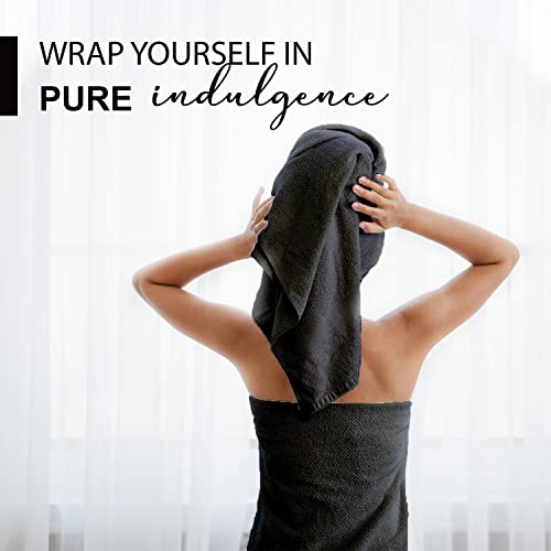 KAHAF COLLECTION 100% Cotton Bath Towels, 24x48 Pack of 6 Towels, Quick Dry, Highly Absorbent, Soft Feel Towel, Gym, Spa, Bathroom, Shower, Pool, Luxury Soft Towels (Grey, 24x48-6 Pack) - color: Grey, size: 24x48 - 6 Pack