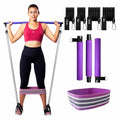 Pilates Bar Kit with Resistance Bands (Up to 100lbs) - Portable Home Gym Equipment for Squats, Yoga, and Full Body Toning - 3-Section Steel Bar + Fabric Booty Band