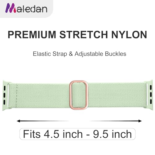 Maledan Stretchy Nylon Loop Compatible with Apple Watch Bands 38mm 40mm 41mm 42mm 44mm 49mm 46mm Adjustable Soft Elastic Strap for Apple Watch SE Ultra iWatch Series 11/10/9/8/7/6/5/4/3/2/1 Women Men - color: Orange/Light Blue/Light Green/Lavender Purple/