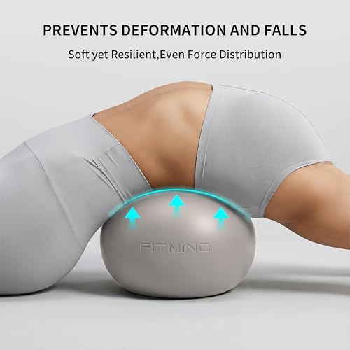 Pilates Ball 8 inch, Small Yoga Ball Extra Thick, Mini Pilates Ball with Pump, Non-Slip Surface Small Exercise Ball for Physical Therapy, Stretching, Strength & Core Training - color: Beige Gray