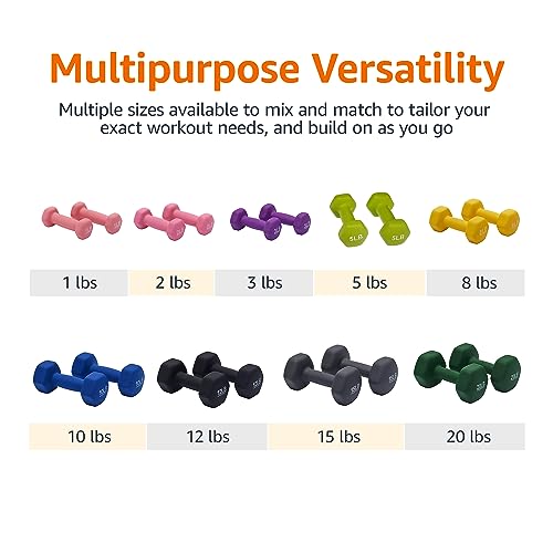 Amazon Basics Neoprene Dumbbell Hand Weights for Exercise and Muscle Toning - style: 1 Pound, Pair