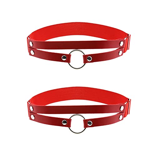 Adjustable O-ring Leg Garter, Elastic Thigh Garters Belt for Women, 1 Pair - color: Red
