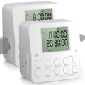 NEARPOW Digital Timer Outlet, 2 Pack Infinite Interval Repeat Cycle Timer Plug, Indoor Timed Interval Cycle Power Switch, 7 Day 24 Hour Daily Programmable Electrical Outlet with 20 ON/Off Programs - size: 2 Pack
