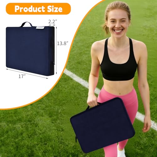 2 PCS Stadium Seat Cushions,Portable Waterproof Bleacher Pads with Handle,2.2" Foam Stadium Pads with 900D Oxford & Water-Repellent Lining for Indoor Outdoor Events - color: Navy, size: 2.2''