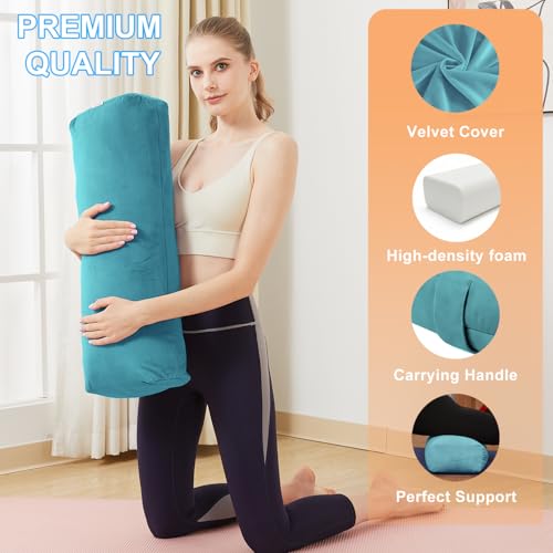 Rectangular Yoga Bolster Pillow, Meditation Pillow for Yin & Restorative Yoga, Filled with Wasted Sponge - color: Green
