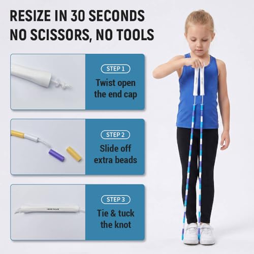 HEREROPE Jump Rope for Kids Ages 4-7 8-12, Hard Shatterproof Beads, Adjustable 7.2FT Tangle-Free Jump Rope for Boys Girls, School PE Fitness Outdoor Exercise - color: Yellow White