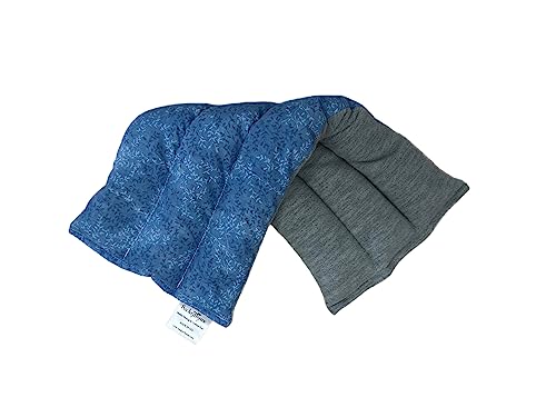 SacksyThyme Microwave Heating Pad for Back, Neck, Menstrual Cramps, Shoulders, Leg Pain Relief - Hot Moist Microwavable Therapy Pack - Blue Unscented Flaxseed Heat Pad Made in USA (Size: 18” x 7”) - size: 18” x 7”