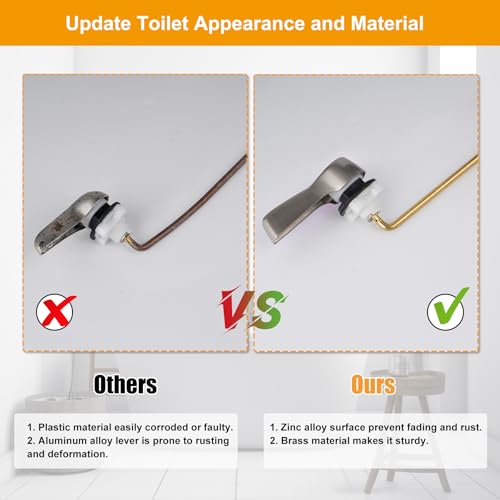 Hibbent Universal Metal Front Mount Toilet Handle Replacement Kit | Brushed Nickel Solid Brass Toilet Flush Tank Lever, Stainless Steel Flapper Chains for Most Toilet Tanks - color: Brushed Nickel, style: Upgraded Front Mount