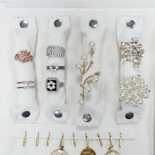 UnionPlus Velvet Travel Jewelry Case Roll Bag for Necklaces Brackets, Great Jewelry Organizer for Travel, Multi Jewelry Organizer, Beige - color: Beige Multi, size: Medium