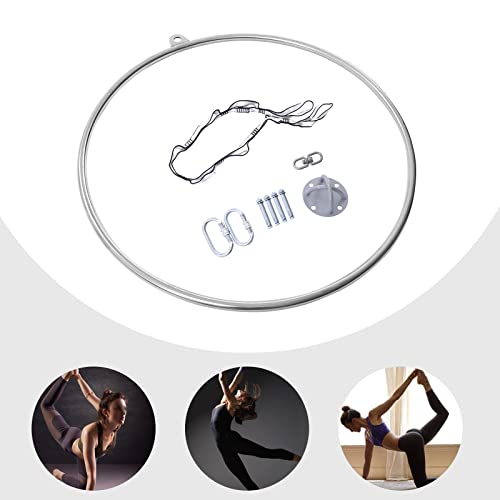 90cm Aerial Hoop, 253IBS Aerial Gymnastic Equipment, Yoga Ring Lifting with 3.28 Feet Nylon Rope, Dancing Studio Home Practice Lifting Ring Yoga - size: 90cm