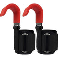Weight Lifting Hooks With Wrist Straps For Deadlifts & Pull Ups | 3mm Steel Hooks, Rubber Coated Grip, 4mm Neoprene Padding, Deadlifts, Rows, Pull Ups & Shrugs - color: Red