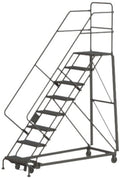 Tri-Arc KDHS108246 8-Step Heavy-Duty Safety Angle Steel Rolling Industrial & Warehouse Ladder with Perforated Tread - size: 8-Step, style: Perforated Tread