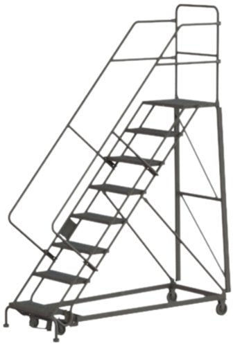 Tri-Arc KDHS108246 8-Step Heavy-Duty Safety Angle Steel Rolling Industrial & Warehouse Ladder with Perforated Tread - size: 8-Step, style: Perforated Tread