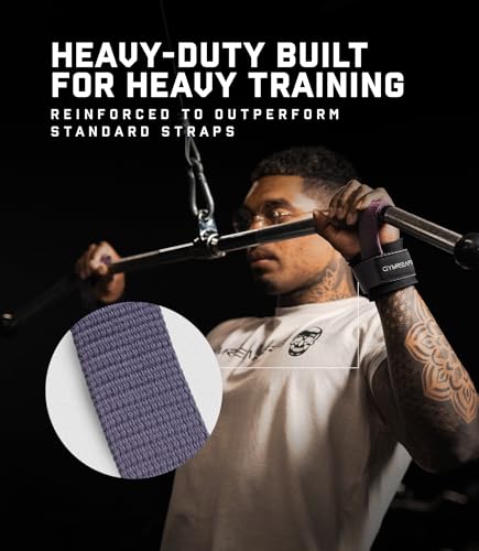 Gymreapers Weight Lifting Straps With Dowel - Wrist Straps for Weightlifting - Workout Deadlift Wrist Weights - Reinforced Stitching & Padded Fit Gym Accessories for Strength & Gym Hand Grip - color: Lilac