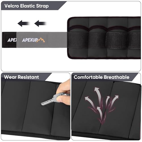 APEXUP Adjustable Ankle Weights for Women and Men, Modularized Leg Weight Straps for Yoga, Walking, Running, Aerobics, Gym, Physical Therapy - color: Black, size: 5 lbs x2