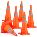 BATTIFE [6 Pack] 28 Inch Collapsible Traffic Safety Orange Cones, Multi Purpose Pop-up Cones and Reflective Collar, for Road Parking, Driving Practice - size: 28inch