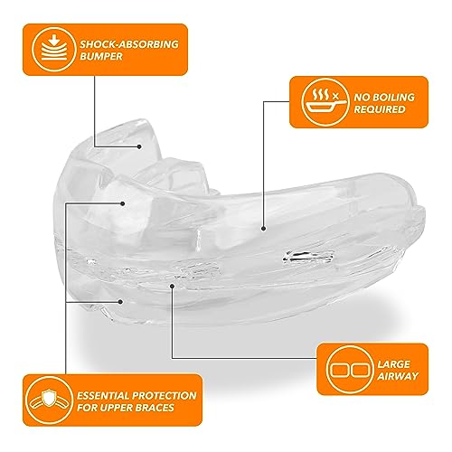 Sport Mouth Guard Youth Adult, Mouth Guard for Braces Soft, No Boiling - color: Colourless/Strapless