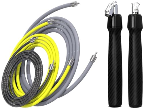 Weighted Jump Rope for Men & Women: 3-in-1 Interchangeable Weights (1/5lb, 1/4lb, 1/2lb) - 360° High-Speed Spin, Adjustable Length & Ergonomic Leather Grips for Pro Fitness, Cardio & Weight Loss