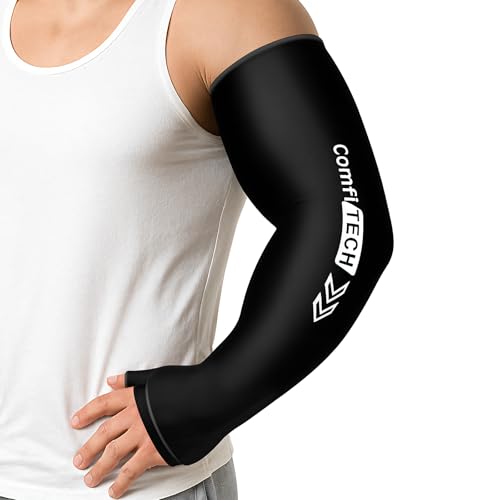 ComfiTECH Wrist and Arm Ice Pack Wrap for Athletes, Targeted Recovery for Pitchers, Golfers and Tennis Players, Features an Extended Sleeve Design with Cooling Flexible Gel for Arm, Elbow & Wrist, L - size: Large