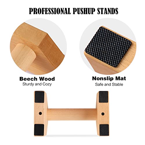 Push Up Stands, Handstand Parallettes Bars, Solid Wood Push Up Bars with Non-Slip Mat Push up Handles for Floor Exercise Home Workout Equipment for Men & Women Strength Training - color: Beech Wood-20cm