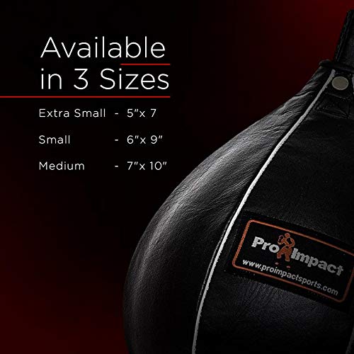 Leather Speed Bag – Rapid Rebound Pear-Shaped Punching Ball with Durable Latex Bladder for Boxing, MMA & Home Gym - color: Black, size: M - 7"x10"