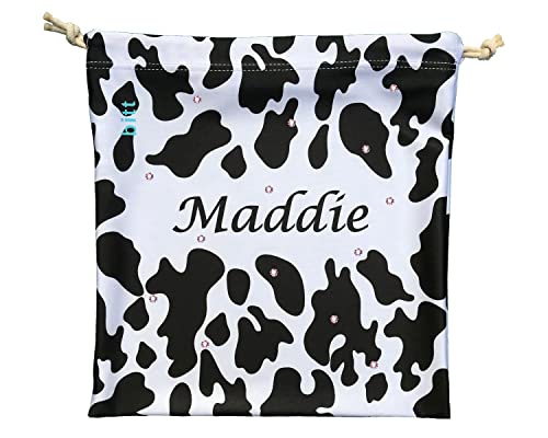Bitt Sportswear Personalized Gymnastics Grip Bag in Cow Print with Crystals Options (Black Cow Print) - color: Black Cow Print