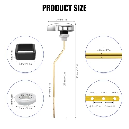for TOTO Toilet Handle Replacement Parts Kit, Side Mount Toilet Flush Handle for TOTO Kohler Toilet Tank, Universal THU068#CP Trip Lvr for St743S (Zinc Alloy & Copper Lever) - color: Bright Silver(Bending shape)
