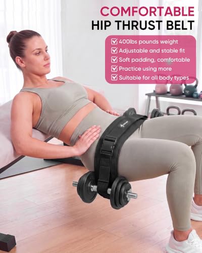 Exercise Hip Thrust Belt - Dumbbell Hip Thrust Belt, Thicken & Widen, Comfortable for Dumbbells, Kettlebells or Plates, Slip Padding, Gym or Home Workouts - color: deep black
