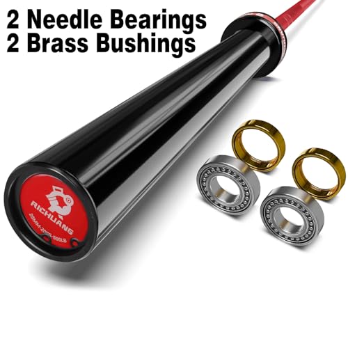 7ft Olympic Barbell 28mm 45lb – 500/700/1000LB Bar for Home Gym | Ceramic coated steel. Smooth spinning sleeves. Fits 2" plates. For snatch, clean and jerk, squats, deadlifts, bench press. - color: Red-500LBS