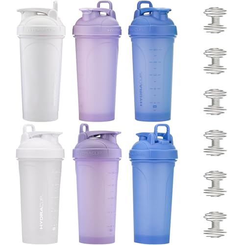 Hydra Cup 6 Pack 28 oz Protein Shaker Bottles for Protein Mixes with Whisk Ball, Leak-Proof Shaker Cups for Protein Shakes, BPA-Free with Carry Handle - color: Tropical Colors