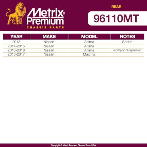 Metrix Premium Chassis Parts - Left & Right Rear Sway Bar Stabilizer End Link Kit Fits 2013 Altima Sedan, 2014-2015 Altima, 2016-2018 Altima wo/Sport Suspension, K750663, K750662, Made in Europe - size: 96110MT